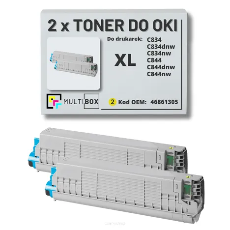 2-PAK Multibox Toner do OKI C834 C844 46861305 XL yellow zamiennik
