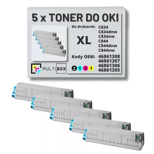 Toner do OKI C834 C844 5-pak XL black/cyan/magenta/yellow zamiennik Multibox