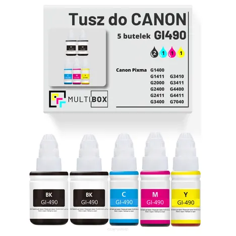 Tusz do CANON GI-490 5-pak black / cyan / magenta / yellow zamiennik Multibox