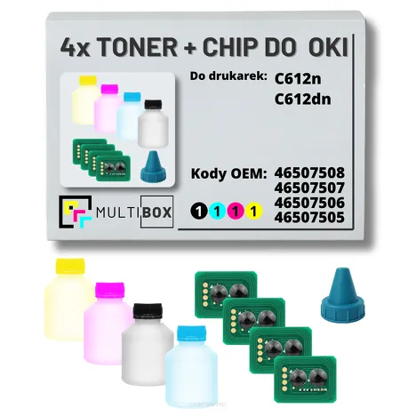 4-pak zestaw tonery + chipy do OKI C612 8,0K/3x6,0K Multibox