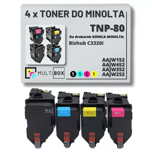 4-pak Toner do KONICA MINOLTA TNP80 AAJW152 AAJW452 AAJW352 AAJW252 BIZHUB C3320i 13.0K/3x9.0K CMYK Multibox zamiennik