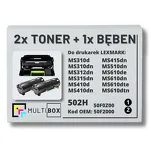 3-PAK Multibox 2x Toner + 1x Bęben do LEXMARK MS310 MS410 MS510 502H 50F2H00 50F0Z00 2x5.0K/60.0K zamiennik - 2