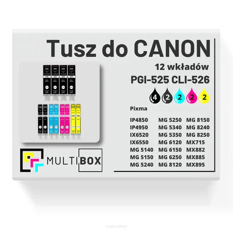 Tusz do CANON PGI-525 CLI-526 12-pak black pigment / black / cyan / magenta / yellow zamiennik Multibox