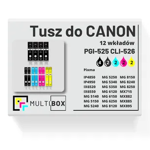 Tusz do CANON PGI-525 CLI-526 12-pak black pigment / black / cyan / magenta / yellow zamiennik Multibox