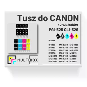 Tusz do CANON PGI525 CLI526 12-pak black pigment / black / cyan / magenta / yellow zamiennik Multibox