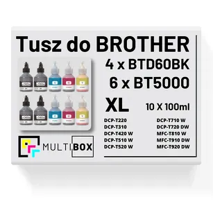 10-pak Tusz do BROTHER BT-D60BK + BT-5000 CMY XL Multibox