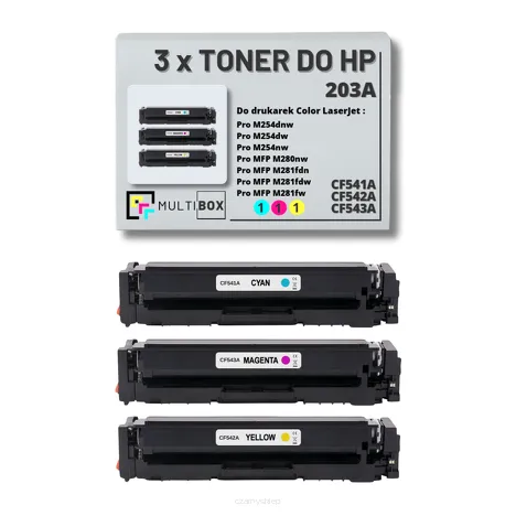 3-PAK Multibox Toner do HP 203A CMY CF541A CF542A CF543A zamiennik