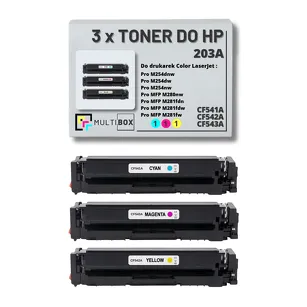 3-PAK Multibox Toner do HP 203A CMY CF541A CF542A CF543A zamiennik