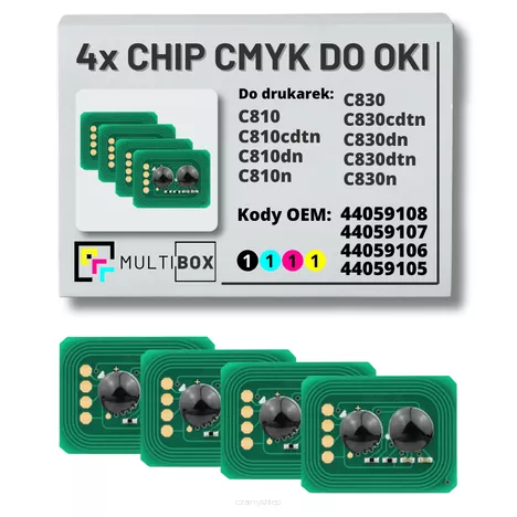 4-pak zestaw Chipów CMYK do OKI C810 C830 4x8,0K Multibox