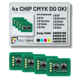 4-PAK Multibox zestaw Chipów CMYK do OKI C810 C830 4x8,0K