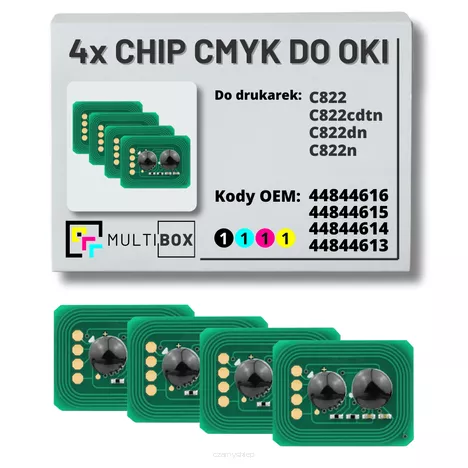 4-pak zestaw Chipów CMYK do OKI C822 7,0K/3x7,3K Multibox