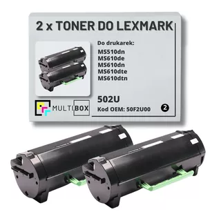 2-pak Toner do LEXMARK MS510 MS610 502U 50F2U00 2x20.0K Multibox zamiennik