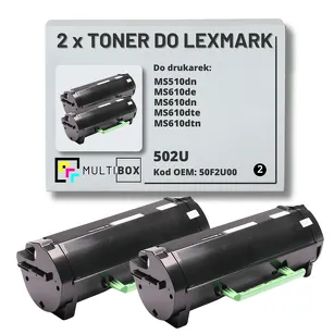 2-PAK Multibox Toner do LEXMARK MS510 MS610 502U 50F2U00 2x20.0K zamiennik