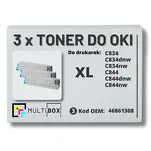 3-PAK Multibox Toner do OKI C834 C844 46861308 XL black zamiennik - 2