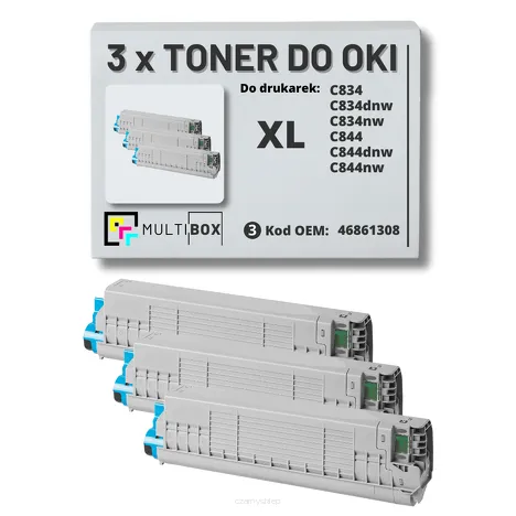 3-PAK Multibox Toner do OKI C834 C844 46861308 XL black zamiennik