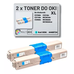 Toner do OKI C510 C511 MC562 44469724 2-pak XL cyan zamiennik Multibox