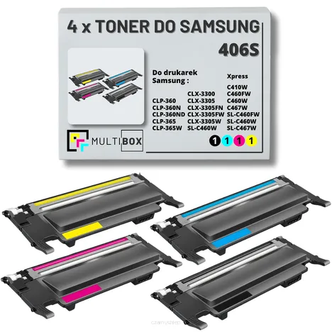 4-PAK Multibox Toner do SAMSUNG 406S CLP360 CLX3305 Xpress C410 1.5K/1K CMYK zamiennik