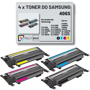 4-pak Toner do SAMSUNG 406S CLP360 CLX3305 Xpress C410 1.5K/1K CMYK Multibox zamiennik