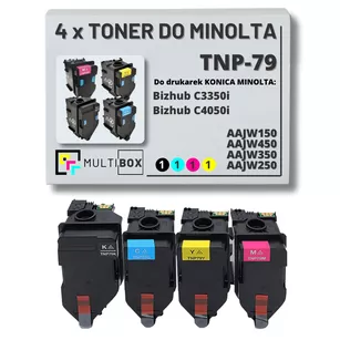 4-pak Toner do KONICA MINOLTA TNP79 AAJW150 AAJW450 AAJW350 AAJW250 BIZHUB C3350i 4050i 13.0K/3x9.0K CMYK Multibox zamiennik