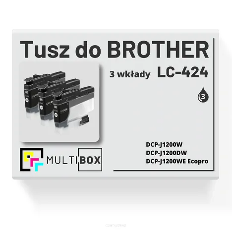 3-PAK Multibox Tusz do BROTHER LC424BK black zamiennik