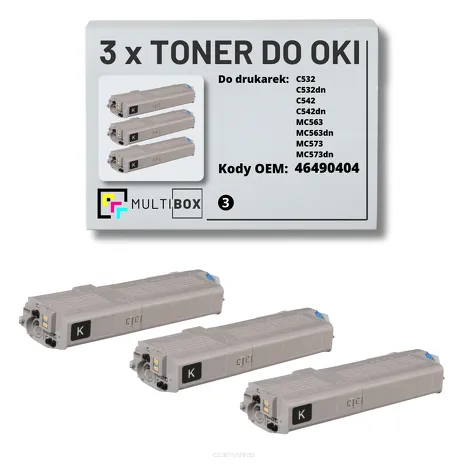 3-PAK Multibox Toner do OKI C532 MC563 46490404 black zamiennik