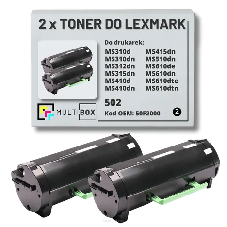 2-PAK Multibox Toner do LEXMARK MS310 MS410 MS510 502 50F2000 2x1.5K zamiennik