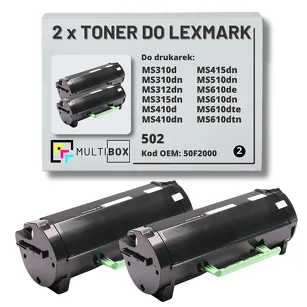 2-PAK Multibox Toner do LEXMARK MS310 MS410 MS510 502 50F2000 2x1.5K zamiennik