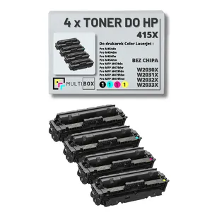 4-PAK Multibox Toner do HP 415X CMYK W2030X W2031X W2032X W2033X zamiennik BEZ CHIPA