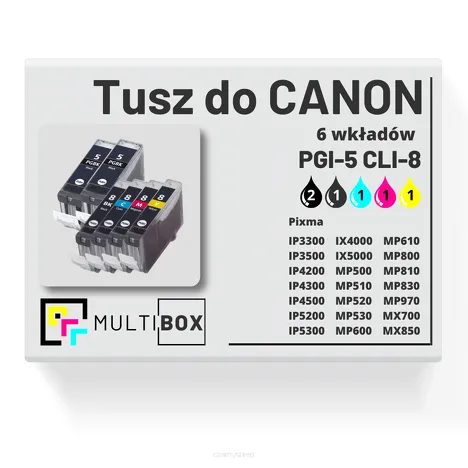 Tusz do CANON PGI-5 CLI-8 6-pak black pigment / black / cyan / magenta / yellow zamiennik Multibox