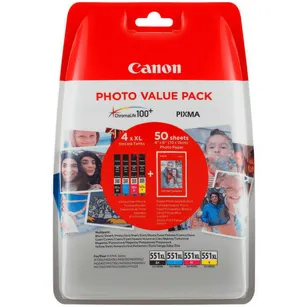 Canon Tusz CLI551XL + 50 x papier 6443B006 oryginalny black / cyan / magenta / yellow 4-pak