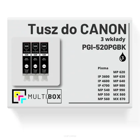 Tusz do CANON PGI-520PGBK 3-pak black pigment zamiennik Multibox