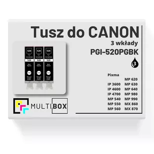 Tusz do CANON PGI520PGBK 3-pak black pigment zamiennik Multibox