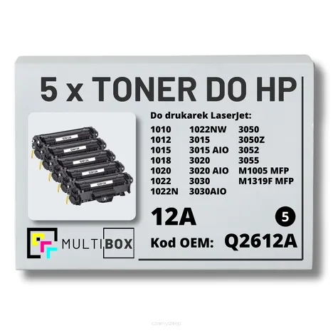 5-PAK Multibox Toner do HP Q2612A 12A 1010 1012 zamiennik