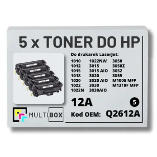 5-PAK Multibox Toner do HP Q2612A 12A 1010 1012 zamiennik