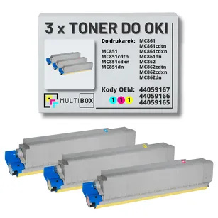 Toner do OKI MC851 MC861 MC862 3-pak cyan/magenta/yellow zamiennik Multibox