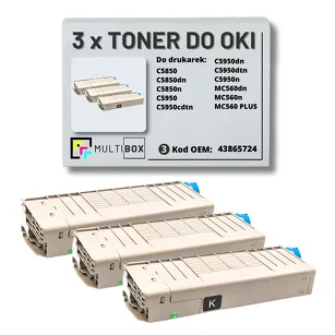 3-PAK Multibox Toner do OKI C5850 C5950 MC560 43865724 black zamiennik