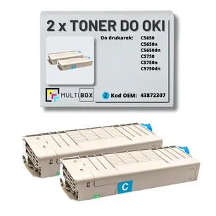 2-PAK Multibox Toner do OKI C5650 C5750 43872307 cyan zamiennik