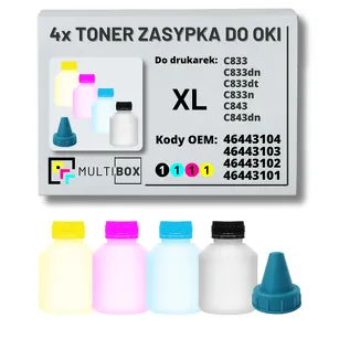 4-PAK Multibox Tonery zasypki do OKI C833 C843 XL 4x10,0K