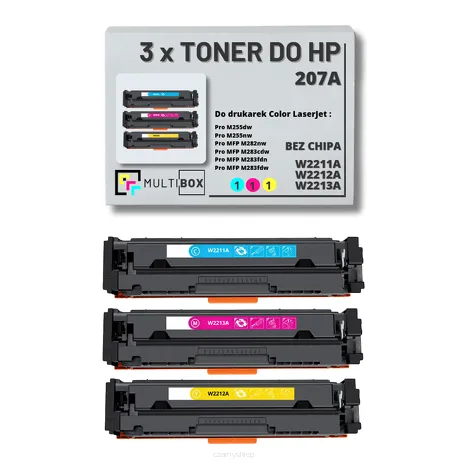 3-PAK Multibox Toner do HP 207A CMY W2211A W2212A W2213A zamiennik BEZ CHIPA