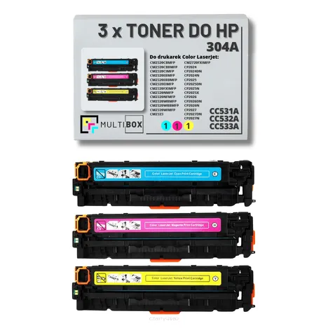 Toner do HP 304A 3-pak CMY CC531A CC532A CC533A zamiennik Multibox