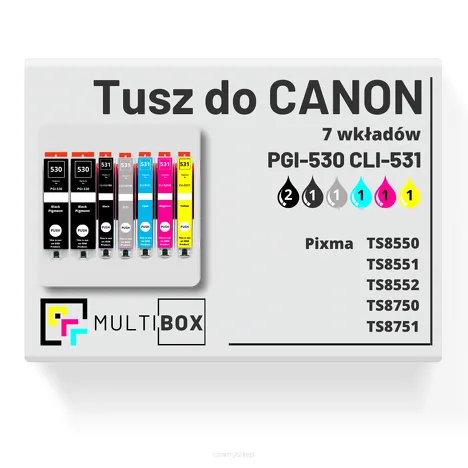 Tusz do CANON PGI-530 CLI-531 7-pak black pigment / black / cyan / magenta / yellow / grey zamiennik Multibox