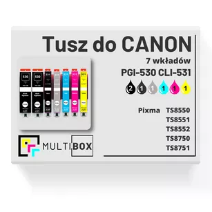 Tusz do CANON PGI530 CLI531 7-pak black pigment / black / cyan / magenta / yellow / grey zamiennik Multibox