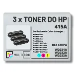 3-PAK Multibox Toner do HP 415A CMY W2031A W2032A W2033A zamiennik BEZ CHIPA - 2
