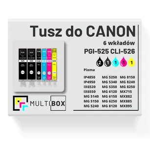 Tusz do CANON PGI-525 CLI-526 6-pak black pigment / black / cyan / magenta / yellow zamiennik Multibox