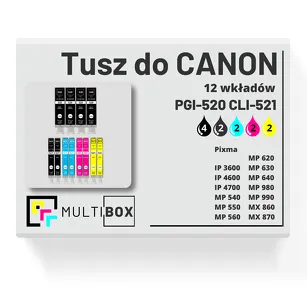 Tusz do CANON PGI-520 CLI-521 12-pak black pigment / black / cyan / magenta / yellow zamiennik Multibox