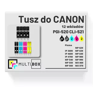 Tusz do CANON PGI520 CLI521 12-pak black pigment / black / cyan / magenta / yellow zamiennik Multibox