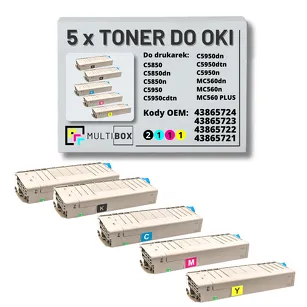 Toner do OKI C5850 C5950 MC560 5-pak black/cyan/magenta/yellow zamiennik Multibox