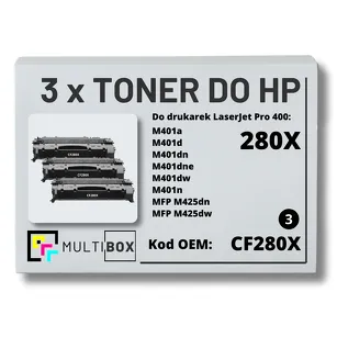 3-PAK Multibox Toner do HP CF280X 80X M401 M425 Zamiennik