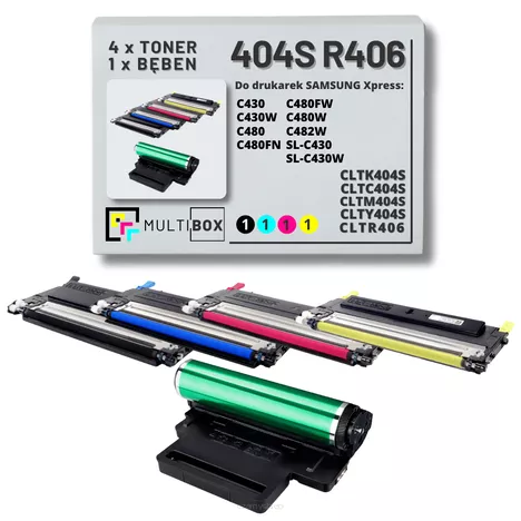 4x Toner + 1x Bęben do SAMSUNG 404S CLT-R406 Xpress C430 C480 C482 1.5K/1K/16K CMYK 5-pak Multibox zamiennik