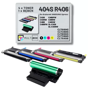 4x Toner + 1x Bęben do SAMSUNG 404S CLT-R406 Xpress C430 C480 C482 1.5K/1K/16K CMYK 5-pak Multibox zamiennik